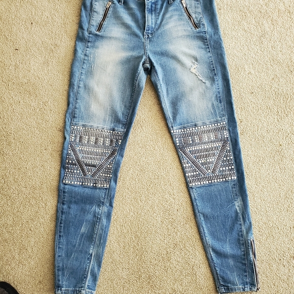 Black Orchard Rhinestone Jeans by Julien Jarmoune, Size 30 - Picture 3 of 8